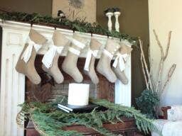 Burlap Stockings, Set Of 6 Stockings, Family Holiday Usa Made Name Christmas Tag Stockings