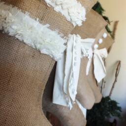 Burlap Stockings, Set Of 6 Stockings, Family Holiday Usa Made Name Christmas Tag Stockings - thumbnail 2