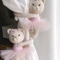 Pink Ballerina Bear Curtain Tieback Bear Tie Back Nursery Decor Nursery Animal - thumbnail 4