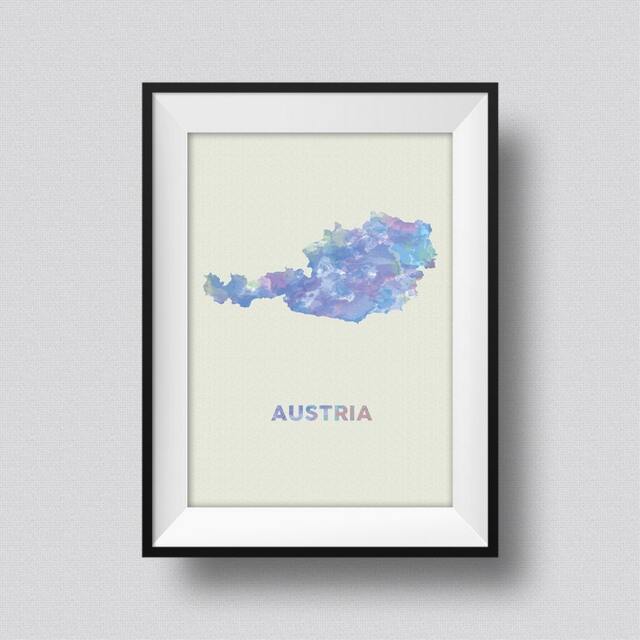 Austria Watercolor Map Art Print Ink Splash Poster Canvas