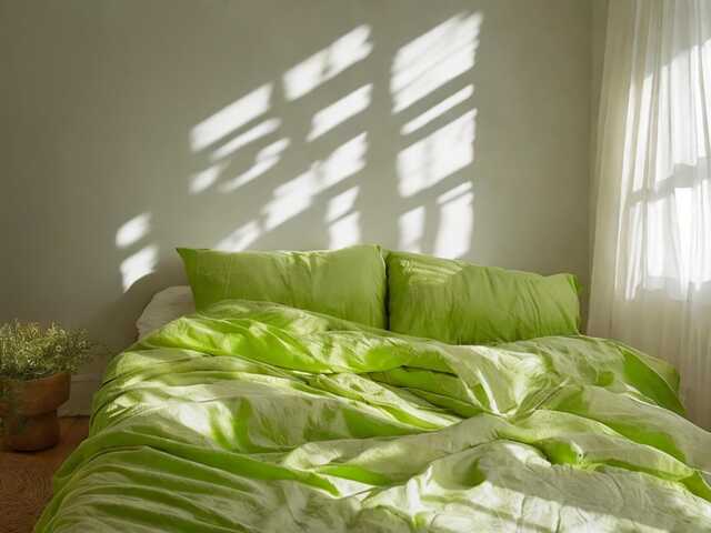 Lime Linen Bedding Set Rustic Duvet Cover & 2 Pillowcases Soft Medium Weight Bedding, Stonewashed Comfort - image 1