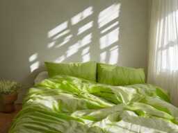 Lime Linen Bedding Set Rustic Duvet Cover & 2 Pillowcases Soft Medium Weight Bedding, Stonewashed Comfort