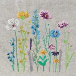 Embroidered Spring Wild Flowers Linen Cushion Cover, Throw Pillow Homeware Decor - thumbnail 2