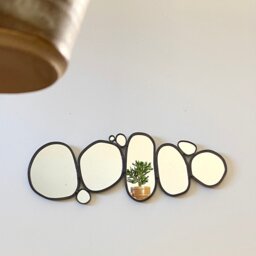 Organic Oval Leaded Wall Mirror River Stone Stones Pebbles Circle Hand Made Cut - thumbnail 2