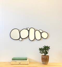 Organic Oval Leaded Wall Mirror River Stone Stones Pebbles Circle Hand Made Cut