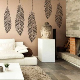 Tribal Feather Wall Stencils - Wall Art Stencil Instead Of Decals Easy To Use For A Quick Room Update Walls - thumbnail 3