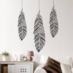 Tribal Feather Wall Stencils - Wall Art Stencil Instead Of Decals Easy To Use For A Quick Room Update Walls - thumbnail 1