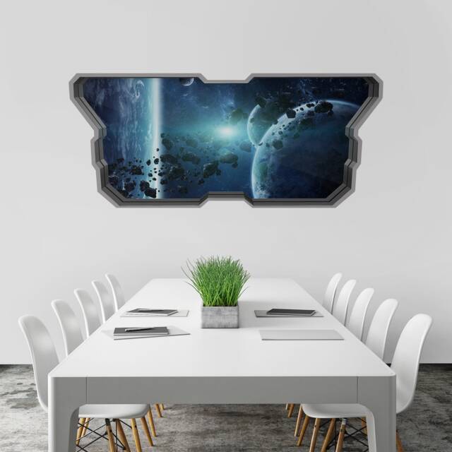 Asteroid Belt 3D Effect - 3D Wall Wallpaper Wall Art Stickers Sticker Decal Skuab3D - image 1