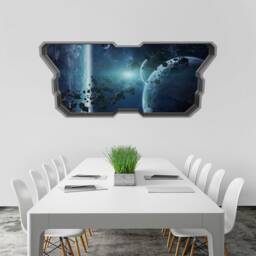 Asteroid Belt 3D Effect - 3D Wall Wallpaper Wall Art Stickers Sticker Decal Skuab3D