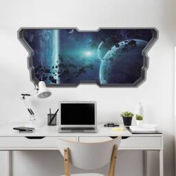 Asteroid Belt 3D Effect - 3D Wall Wallpaper Wall Art Stickers Sticker Decal Skuab3D - thumbnail 3