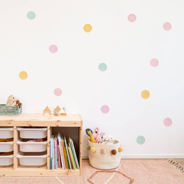 Colorful Watercolor Polka Dot Wall Decals, Plastic-Free Stickers For Kids Rooms - image 1