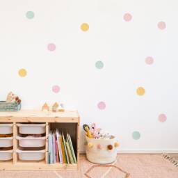 Colorful Watercolor Polka Dot Wall Decals, Plastic-Free Stickers For Kids Rooms