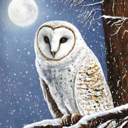 A5 A4 Original Art Print - Spiritual Spirit Guide Art Winter Owl Moon Fantasy Poster Whimsical - Woodlands - thumbnail 4
