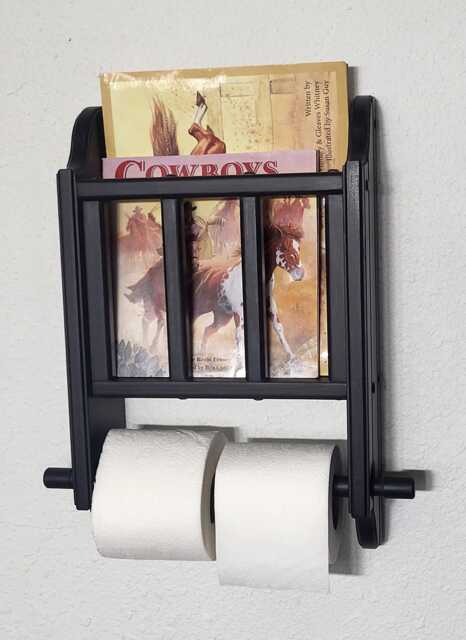 Black Magazine Rack With Toilet Paper Tissue Holder Made in The Usa - image 1