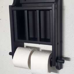 Black Magazine Rack With Toilet Paper Tissue Holder Made in The Usa - thumbnail 3