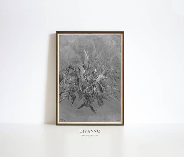 Dor?? Rebel Angels Print, Exhibition Victorian Poster, Archangels Battle Gothic Halloween Printable, Dark Academia Wall Art, Digital - image 1