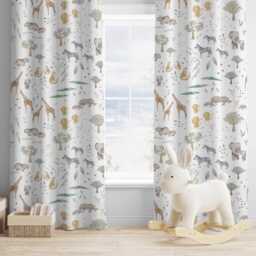 Safari Animals Salt, Curtains, Blackout Or Non Blackout, Eyelet, Home Decor