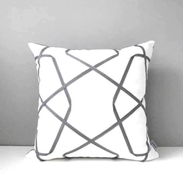 Sunbrella?? Pillow Cover in Modern Geometric, Gray White Lattice Cushion For Patio/Garden Decor, Mazizmuse - image 1