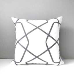 Sunbrella?? Pillow Cover in Modern Geometric, Gray White Lattice Cushion For Patio/Garden Decor, Mazizmuse - thumbnail 1