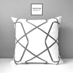 Sunbrella?? Pillow Cover in Modern Geometric, Gray White Lattice Cushion For Patio/Garden Decor, Mazizmuse - thumbnail 4