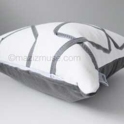 Sunbrella?? Pillow Cover in Modern Geometric, Gray White Lattice Cushion For Patio/Garden Decor, Mazizmuse - thumbnail 2