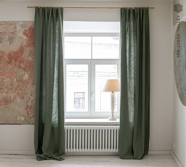 Set Of 2 Linen Curtains With Lining - 2 Panels - W54 X H66 - image 1