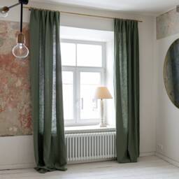 Set Of 2 Linen Curtains With Lining - 2 Panels - W54 X H66 - thumbnail 2