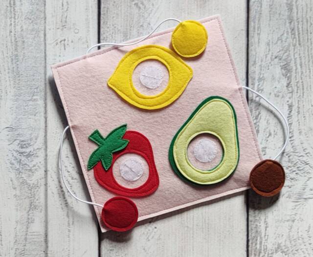 Felt Fruit Quiet Book Page Montessori Baby Sensory Toy - image 1