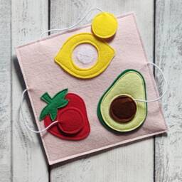 Felt Fruit Quiet Book Page Montessori Baby Sensory Toy - thumbnail 3