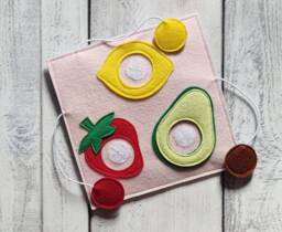 Felt Fruit Quiet Book Page Montessori Baby Sensory Toy - thumbnail 1