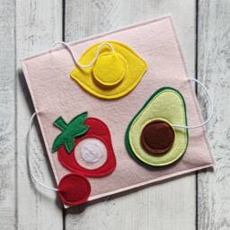 Felt Fruit Quiet Book Page Montessori Baby Sensory Toy - thumbnail 2