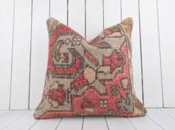 Vintage Turkish Kilim Pillow Cover 20x20 Inch, Handmade Throw - thumbnail 1