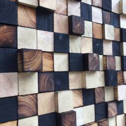 Reclaimed Wood Wall Art - Black, Gold & Bronze Sculpture - thumbnail 3