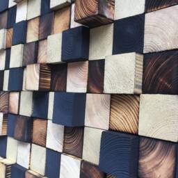 Reclaimed Wood Wall Art - Black, Gold & Bronze Sculpture - thumbnail 2
