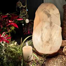 Large White Salt Lamp Himalayan Spiritual Home Decor Night Light Natural Calming UK