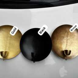 Handcrafted Moroccan Brass Candle Sconce, Gold Leaf Wall Holder, Boho Rustic Decor - thumbnail 3