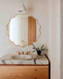 Handmade Wavy Circle Mirror Solid Brass Frame, Modern Wall Decor