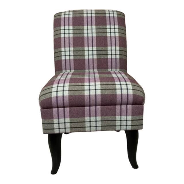 Bedroom Chair On Black Shaped Solid Wood Legs - Kintyre Heather Tartan Fabric - image 1