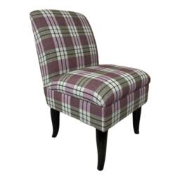 Bedroom Chair On Black Shaped Solid Wood Legs - Kintyre Heather Tartan Fabric - thumbnail 2