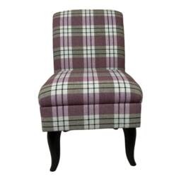 Bedroom Chair On Black Shaped Solid Wood Legs - Kintyre Heather Tartan Fabric