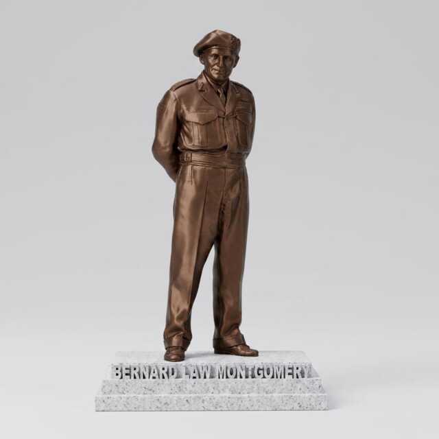 Field Marshal Bernard Law Montgomery Statue - 25cm Bronze Effect Plastic Figure - image 1