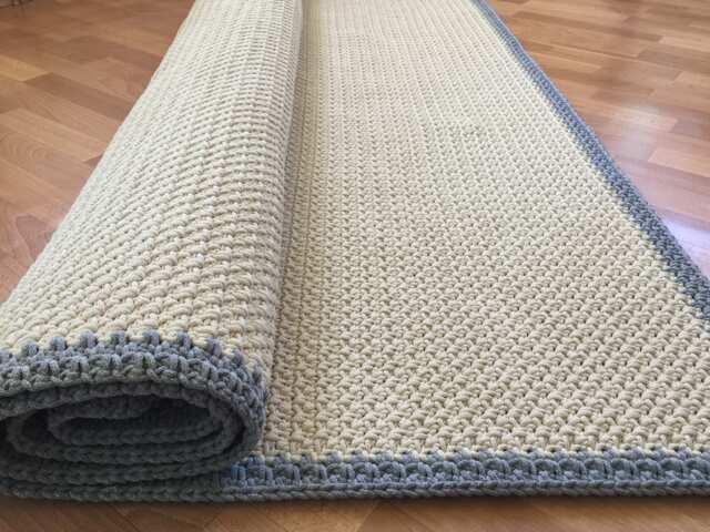 Handmade Cotton Rug, Chunky Knit Floor Decor - image 1