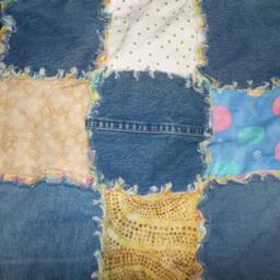 Polka Dot Party Large Throw Size Denim Rag Quilt - thumbnail 4