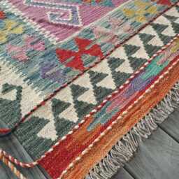 Kilim Rug Multicolour, Handmade Artisan Afghan Turkish Persian Rug, Navajo Moroccan Bohemian Flatweave, Natural Wool Dhurrie 123x79 cm - thumbnail 3