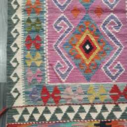 Kilim Rug Multicolour, Handmade Artisan Afghan Turkish Persian Rug, Navajo Moroccan Bohemian Flatweave, Natural Wool Dhurrie 123x79 cm - thumbnail 2
