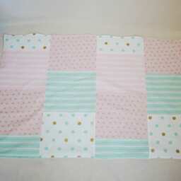 Mint, Pink & Gold Patchwork Baby Blanket - Neutral Girl Blanket, Mint Nursery, Nursery Decor - thumbnail 3
