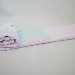 Mint, Pink & Gold Patchwork Baby Blanket - Neutral Girl Blanket, Mint Nursery, Nursery Decor - thumbnail 4