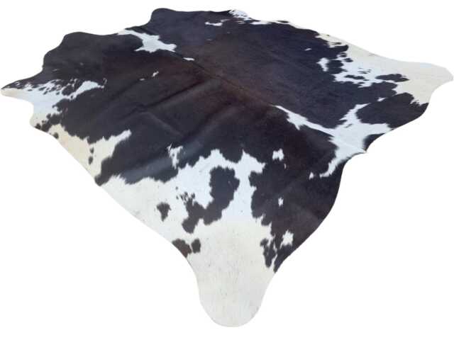 Medium Sized Dark Brown & White Genuine Cowhide Rug, Hair On Hide, Sold As Seen - image 1