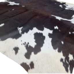 Medium Sized Dark Brown & White Genuine Cowhide Rug, Hair On Hide, Sold As Seen - thumbnail 4