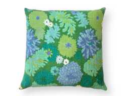 Slub Linen Floral Vintage Cushion Cover, Olive Lilac Petrol, Mid Century Cushion, Retro Home, Rustic Pillow - thumbnail 1